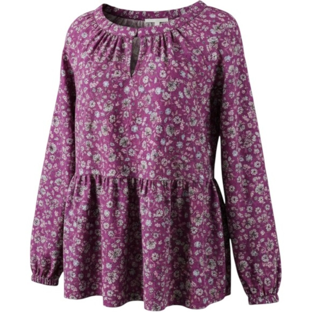 Lane Bryant Floral Tunic Top Plus Size 18 20 Purple Long Sleeve Keyhole Neck
